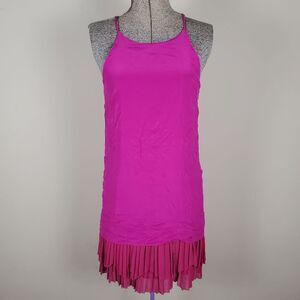 Anthropologie Greylin Hot Pink Layered Pleated Silk Dress Size S
